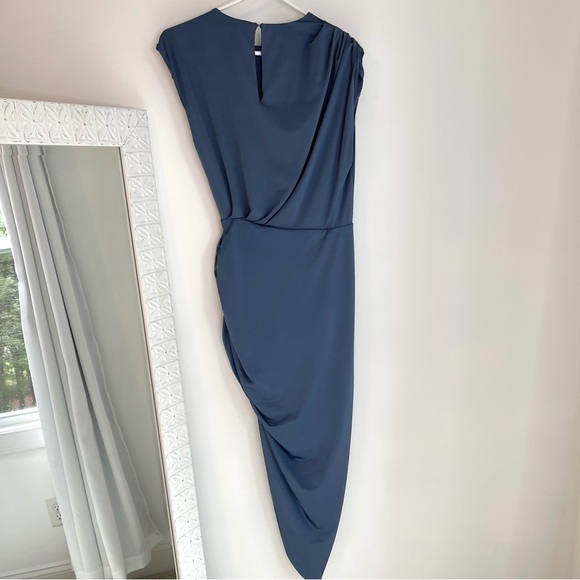 Veronica Beard Blue Merrith Fluid Jersey Knit Asymmetrical Dress - Picture 7 of 16